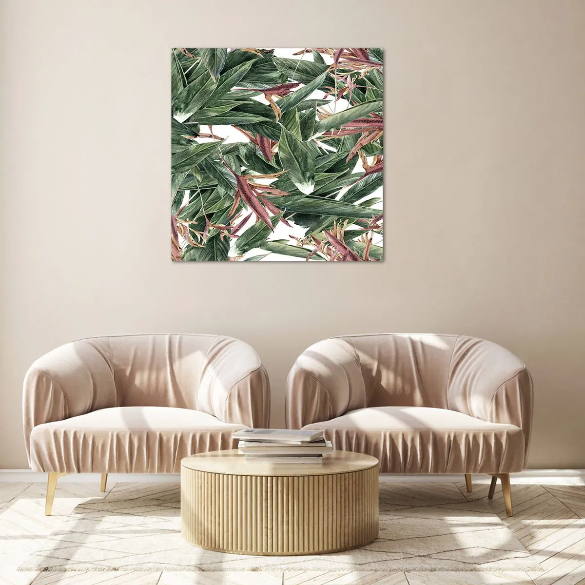 Quadro su vetro - Macchia smeraldo e lilla - 40x40 cm