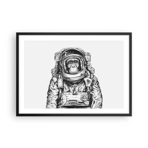 Poster in cornice nera - Immagine di un astronauta in tuta spaziale con la testa di una scimmia - 70x50cm - Evoluzione alternativa - Decorazione murale moderna per soggiorno e camera da letto ARTTOR