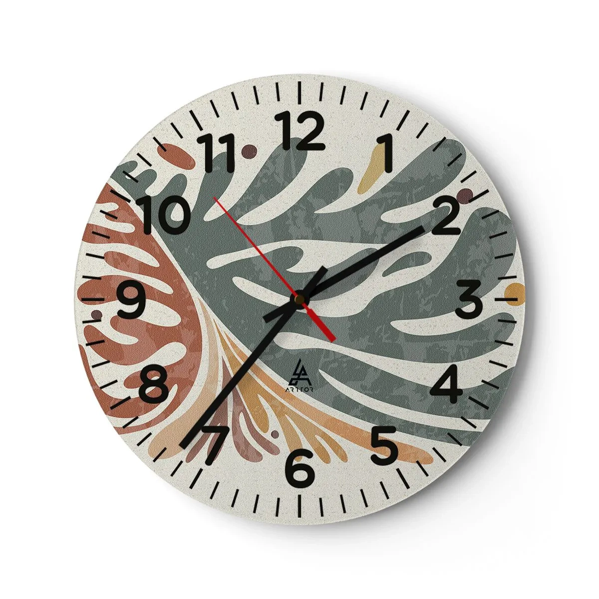 Orologio da parete - Orologio in Vetro - Foglia multicolore - 30x30 cm