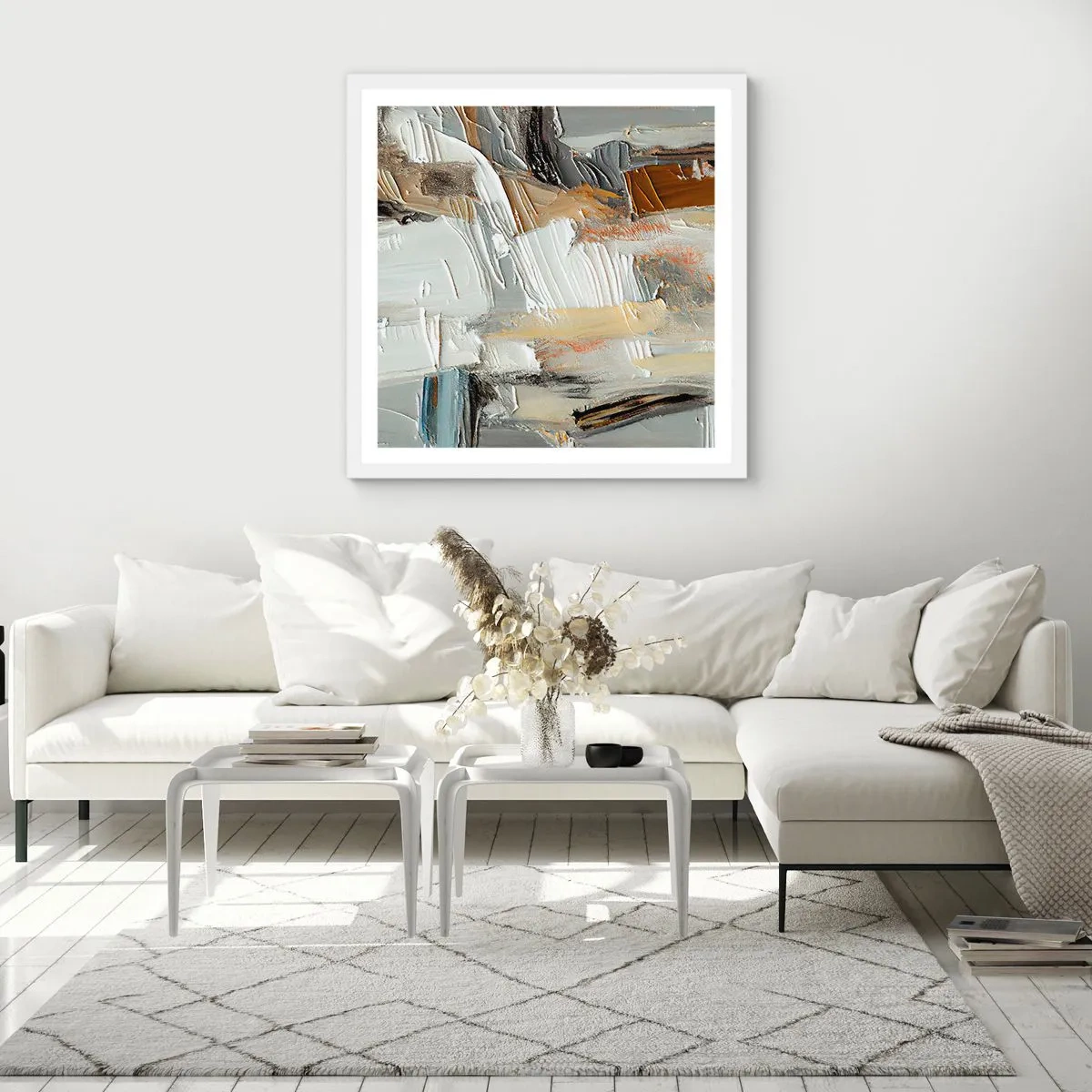 Poster in cornice bianca - Strati colorati - 50x50 cm