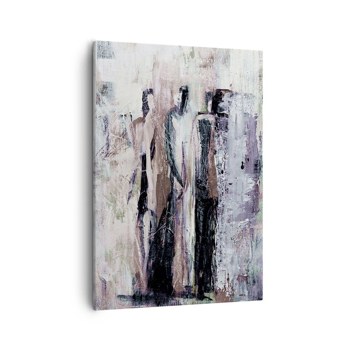 Quadro su tela - Stampe su Tela - Una composizione astratta con tre figure in colori pastello. - 50x70cm - Triade misteriosa - Decorazione murale moderna per soggiorno e camera da letto ARTTOR