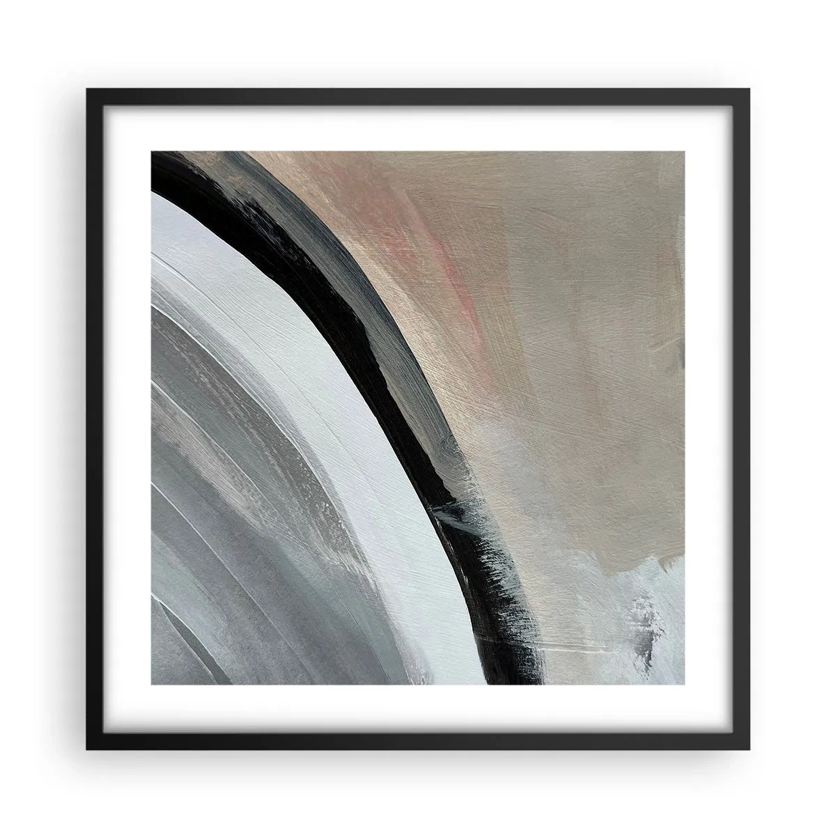 Poster in cornice nera - Composizione: arco di nero e grigio - 50x50 cm