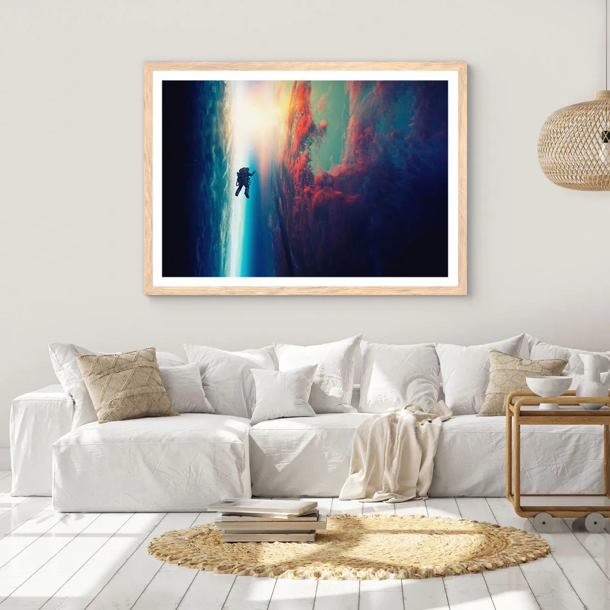Poster in cornice rovere chiaro - Affrontando l'universo - 100x70 cm