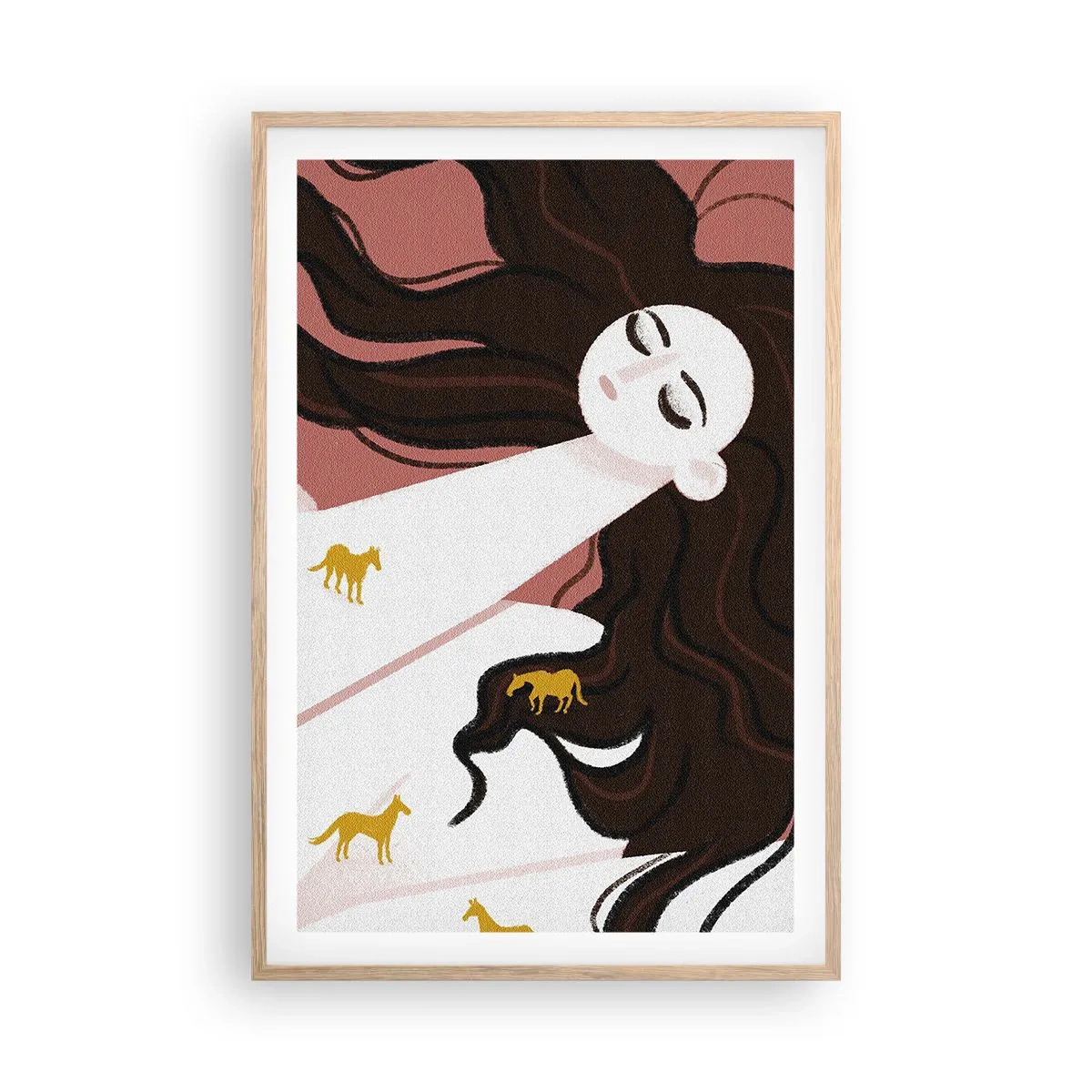 Poster in cornice rovere chiaro - Il sogno del cavallo d'oro - 61x91 cm