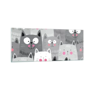 Quadro su vetro - Il mondo dei gatti - 100x40 cm