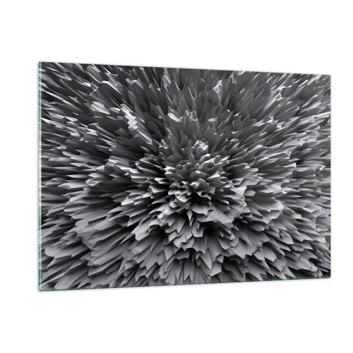 Quadro su vetro - Struttura 3D astratta in bianco e nero con bordi netti - 120x80cm - Spigolosità massima - Decorazione murale moderna per soggiorno e camera da letto ARTTOR