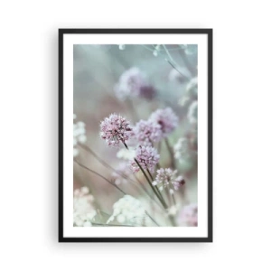 Poster in cornice nera - Fiori delicati in colori pastello - 50x70cm - Le dolci filigrane delle erbe - Decorazione murale moderna per soggiorno e camera da letto ARTTOR