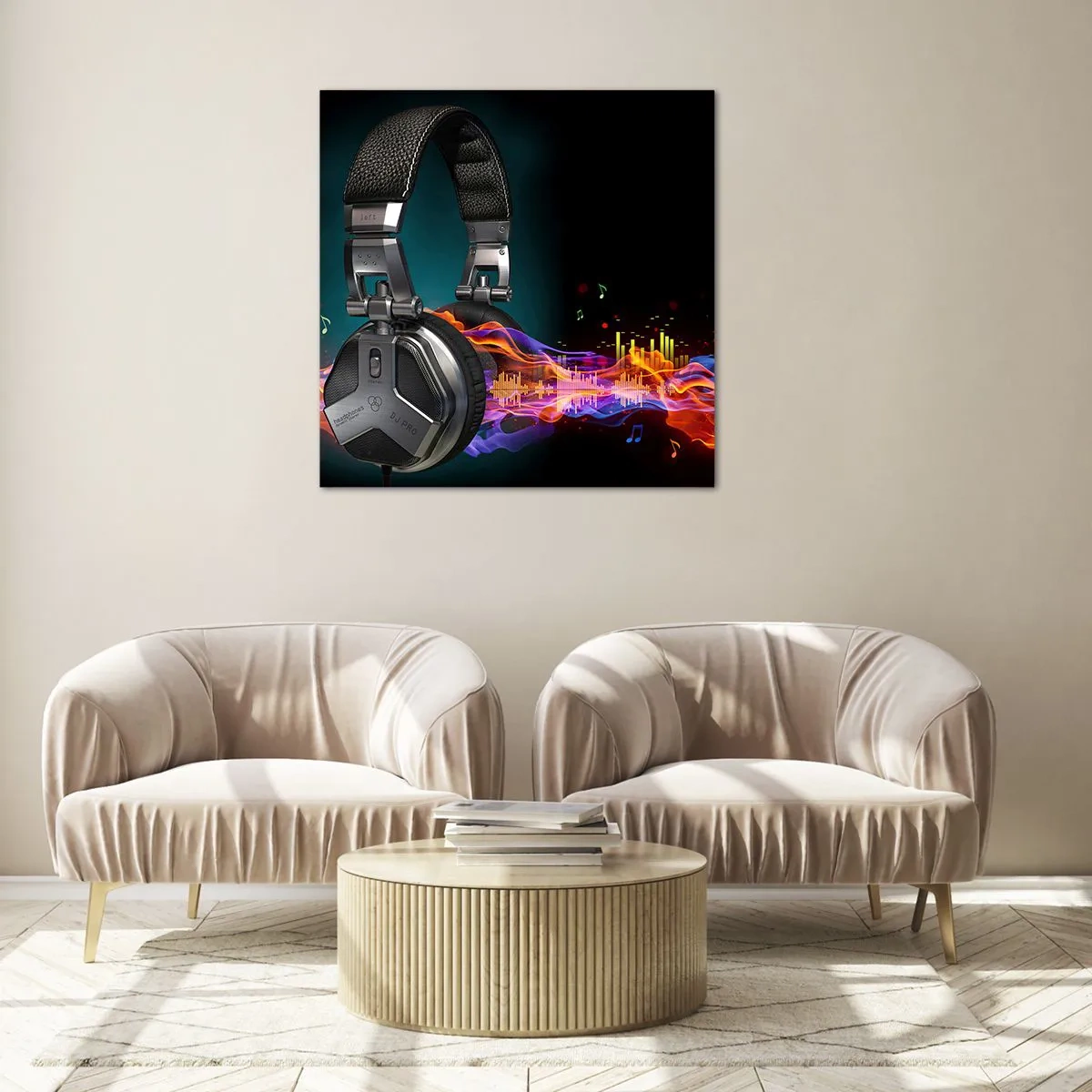 Quadro su vetro - Nel fuoco della musica - 40x40 cm