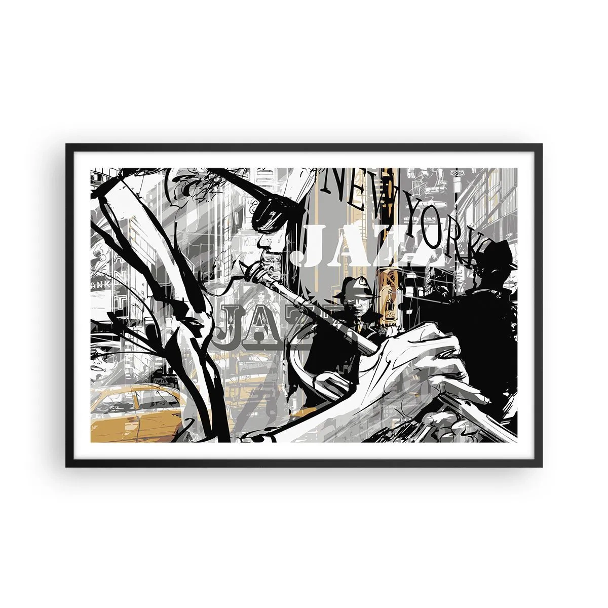Poster in cornice nera - Al ritmo di New York - 91x61 cm