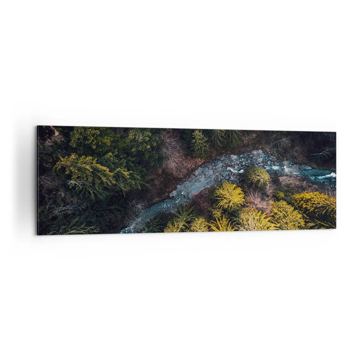 Quadro su tela - Stampe su Tela - Una vista dall'alto di una foresta con un fiume tortuoso - 160x50cm - Sempre più veloce - Decorazione murale moderna per soggiorno e camera da letto ARTTOR