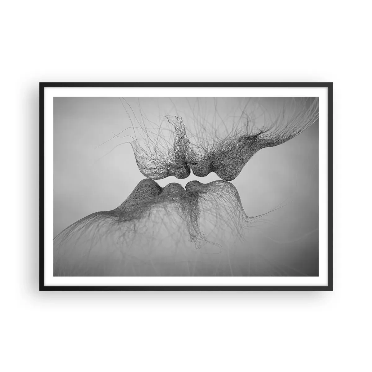 Poster in cornice nera - Un bacio astratto presentato in una forma eterea - 100x70cm - Il bacio del vento - Decorazione murale moderna per soggiorno e camera da letto ARTTOR