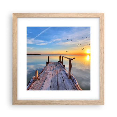 Poster in cornice rovere chiaro - Camminando verso il sole - 30x30 cm