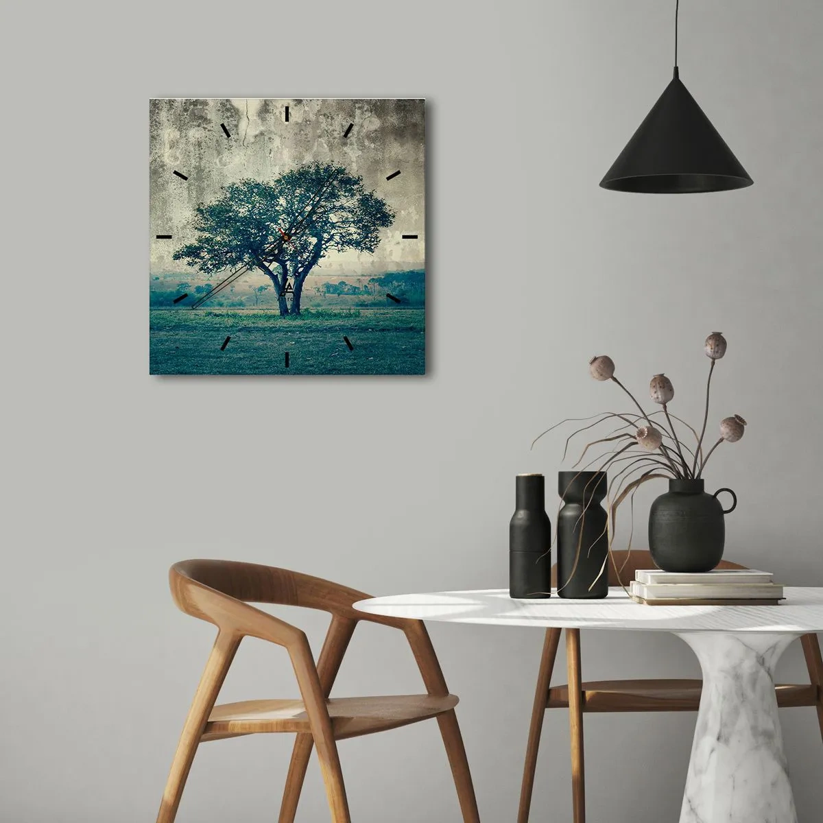 Orologio da parete - Orologio in Vetro - Un melo su un prato blu? - 30x30 cm