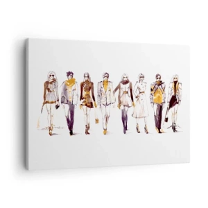 Quadro su tela - Stampe su Tela - Schizzo di un gruppo di persone in abiti alla moda - 70x50cm - Chic naturale, eleganza casual - Decorazione murale moderna per soggiorno e camera da letto ARTTOR