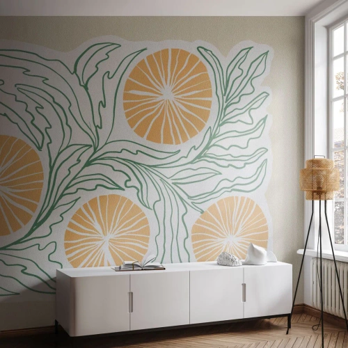 Fotomurali Standard Eco - Etnicamente con una nota di astrazione - Boho, Limone, Minimalismo - 250x175 cm