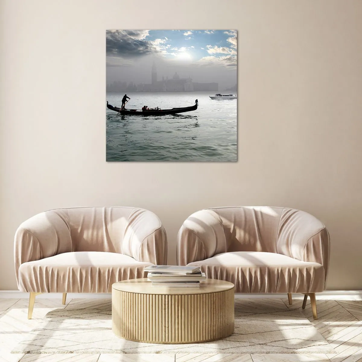 Quadro su vetro - Città magica di acqua e nebbia - 40x40 cm