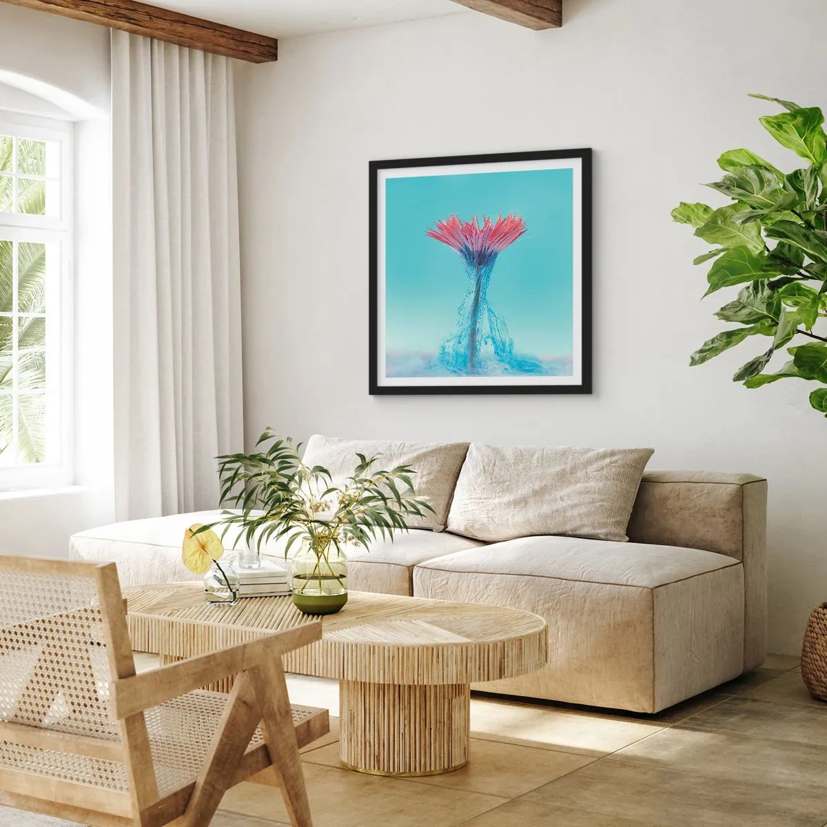 Poster in cornice nera - L'abbraccio che ravviva - 40x40 cm