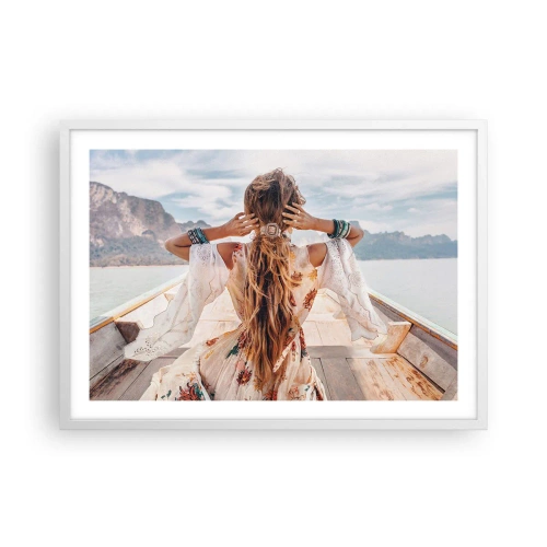 Poster in cornice bianca - In cammino verso la felicità - 70x50 cm