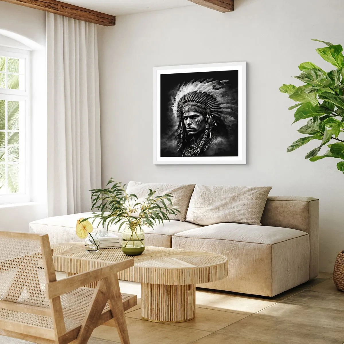Poster in cornice bianca - Capo e guerriero - 40x40 cm