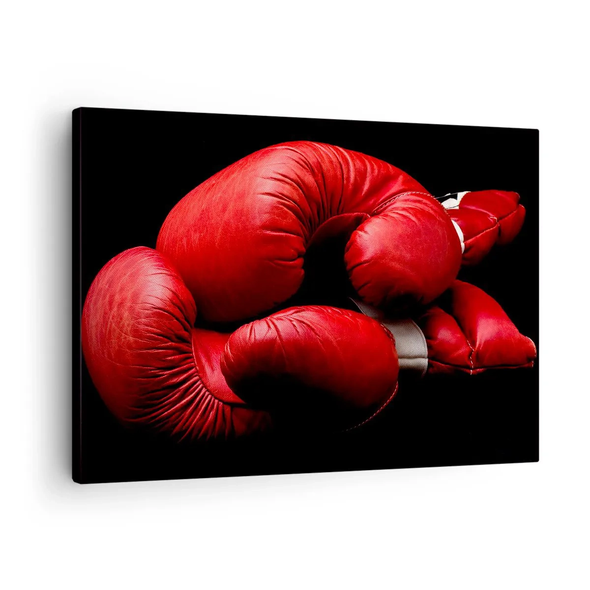 Quadro su tela - Stampe su Tela - Guantoni da boxe rossi su sfondo nero - 70x50cm - Dopo le emozioni del combattimento - Decorazione murale moderna per soggiorno e camera da letto ARTTOR