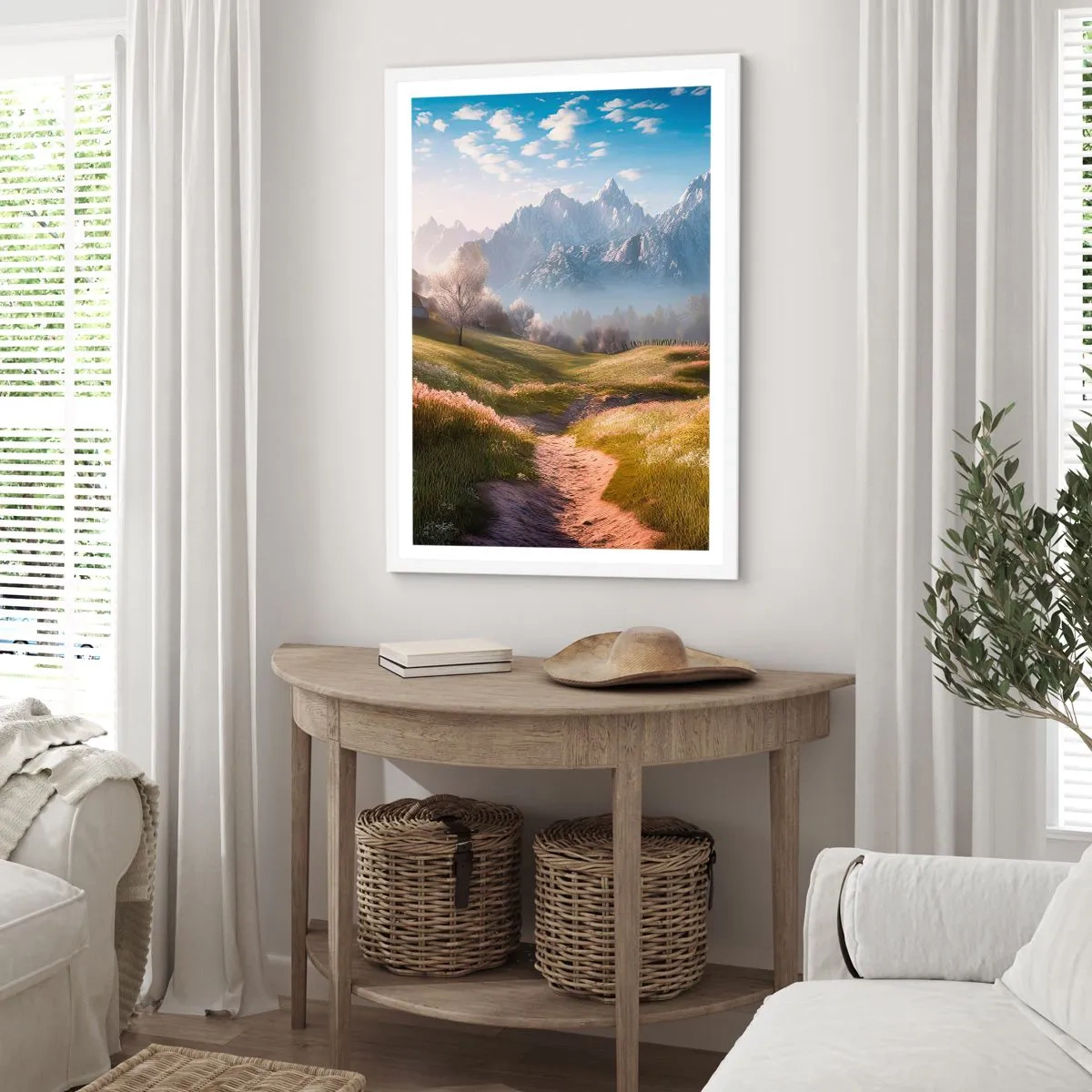 Poster in cornice bianca - Valle idilliaca - 61x91 cm