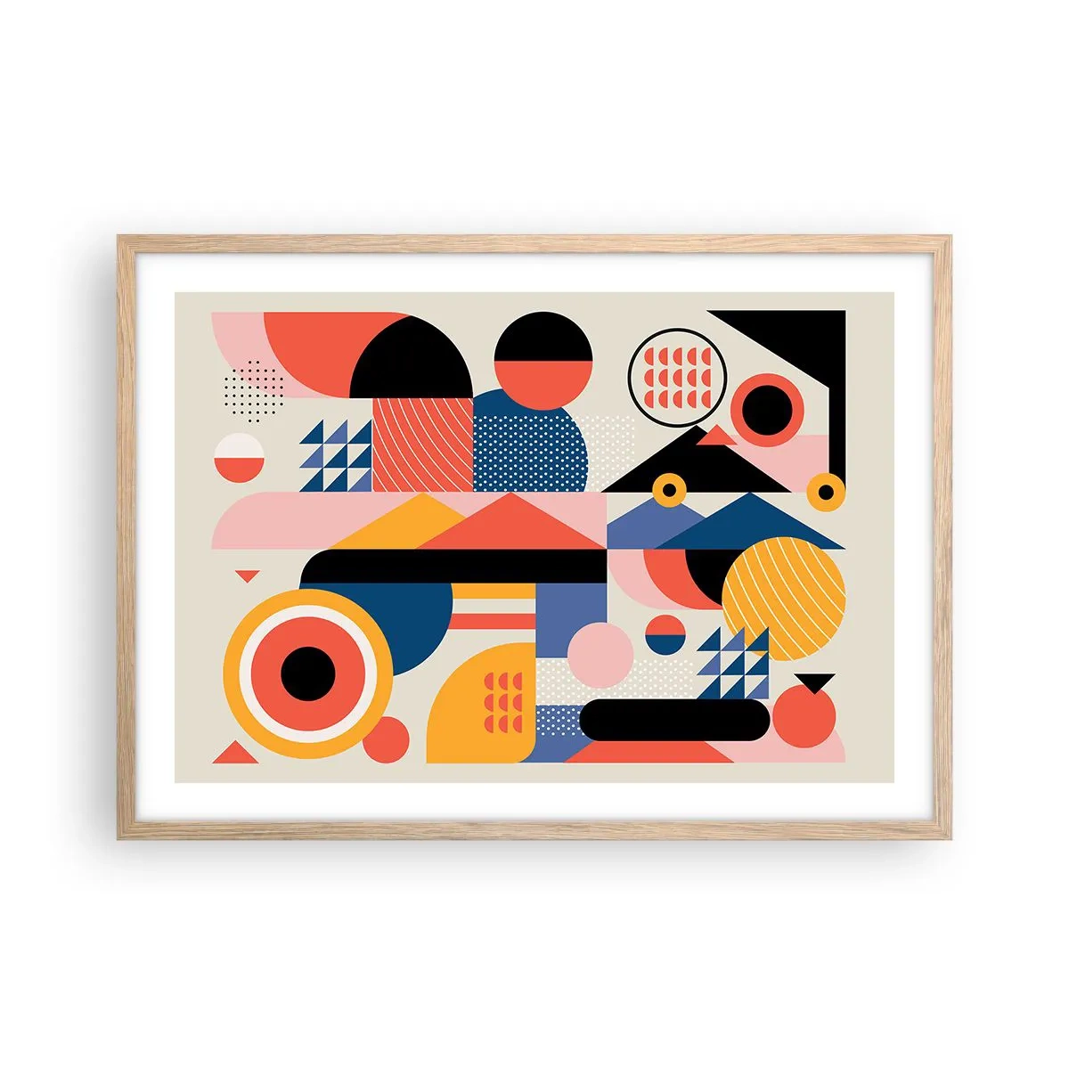 Poster in cornice rovere chiaro - Composizione: divertiti - 70x50 cm