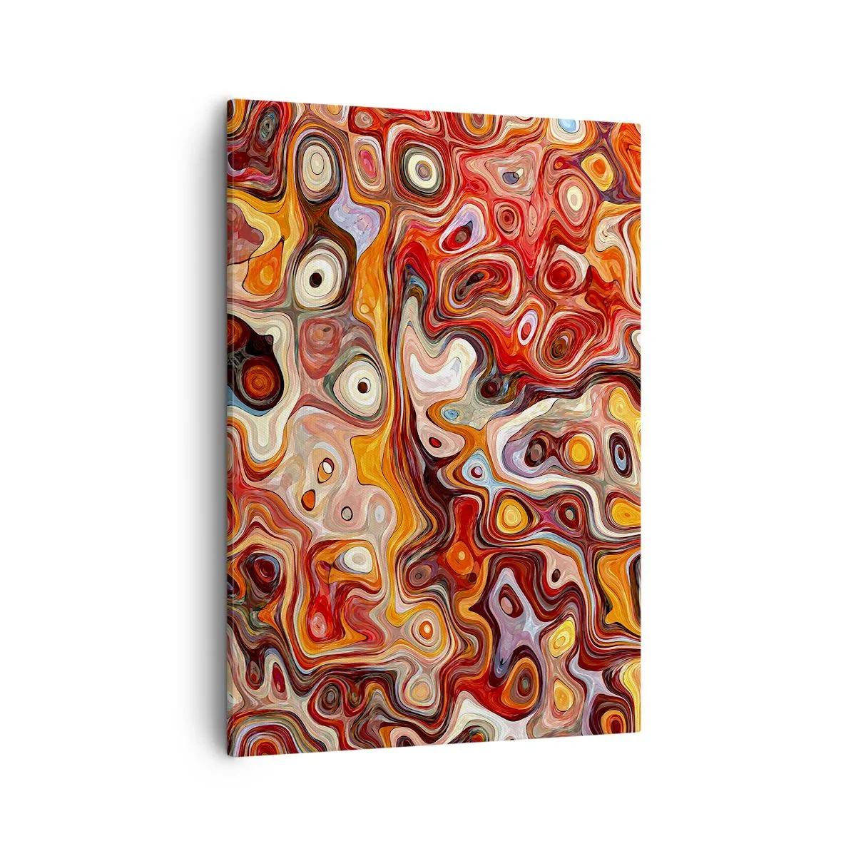 Quadro su tela - Stampe su Tela - Una composizione astratta nelle calde tonalità del rosso, dell'arancione e del giallo. - 50x70cm - Come se le noci si sciogliessero nel miele - Decorazione murale moderna per soggiorno e camera da letto ARTTOR