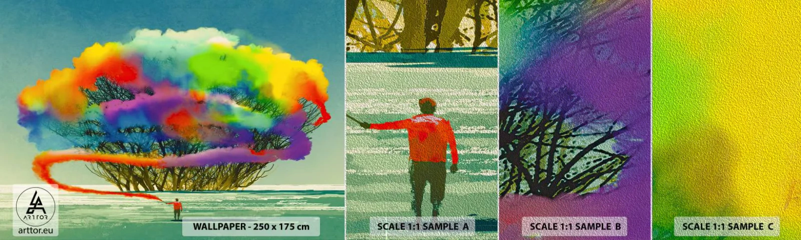 Campione di Fotomurale Premium Sand - Ravvivando questo mondo - Astrazione, Uomo, Modello moderno - 100x30 cm