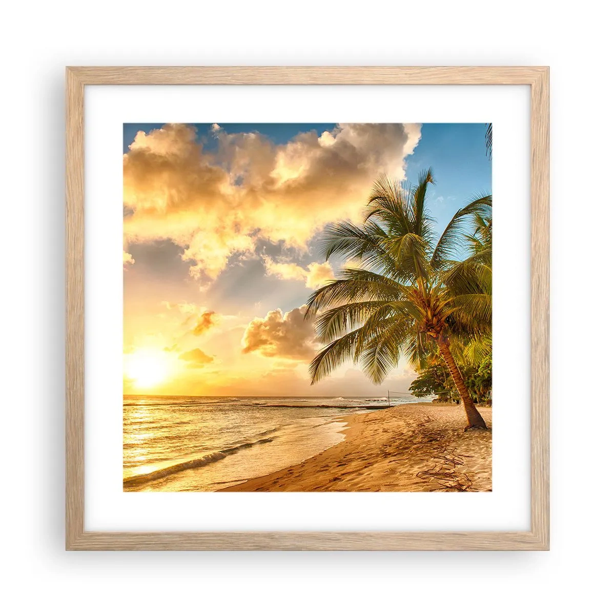 Poster in cornice rovere chiaro - Estate perpetua, vacanze per sempre - 40x40 cm