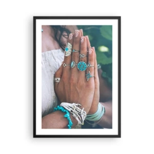 Poster in cornice nera - Mani decorate con gioielli in stile boho - 50x70cm - Benvenuto al centro dell'essere - Decorazione murale moderna per soggiorno e camera da letto ARTTOR