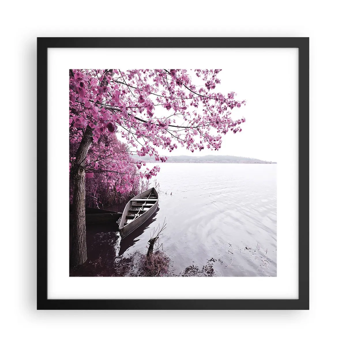 Poster in cornice nera - Nel silenzio rosa - 40x40 cm
