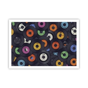 Poster - Vinili colorati impilati uno sopra l'altro - 100x70cm - I colori della classicità - Decorazione murale moderna per soggiorno e camera da letto ARTTOR