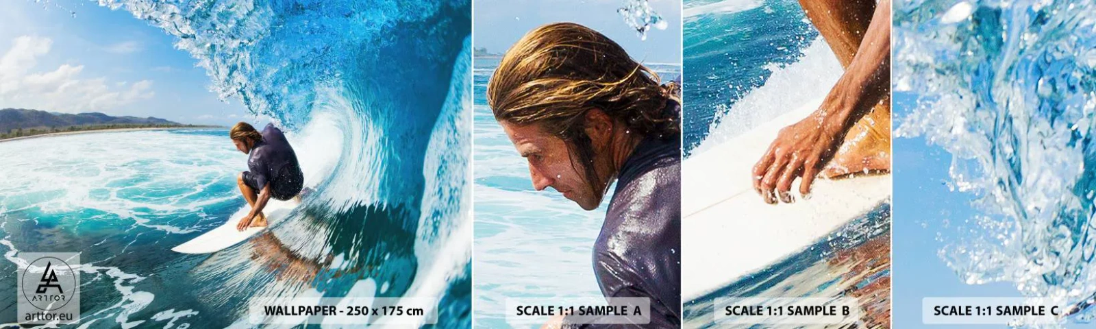 Campione Di Fotomurale Standard Eco - Ballando con le onde - Sport, Fare surf, Tavola da surf - 100x30 cm