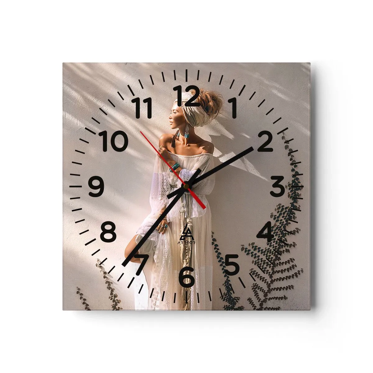 Orologio da parete - Orologio in Vetro - Il sole e la ragazza - 40x40 cm