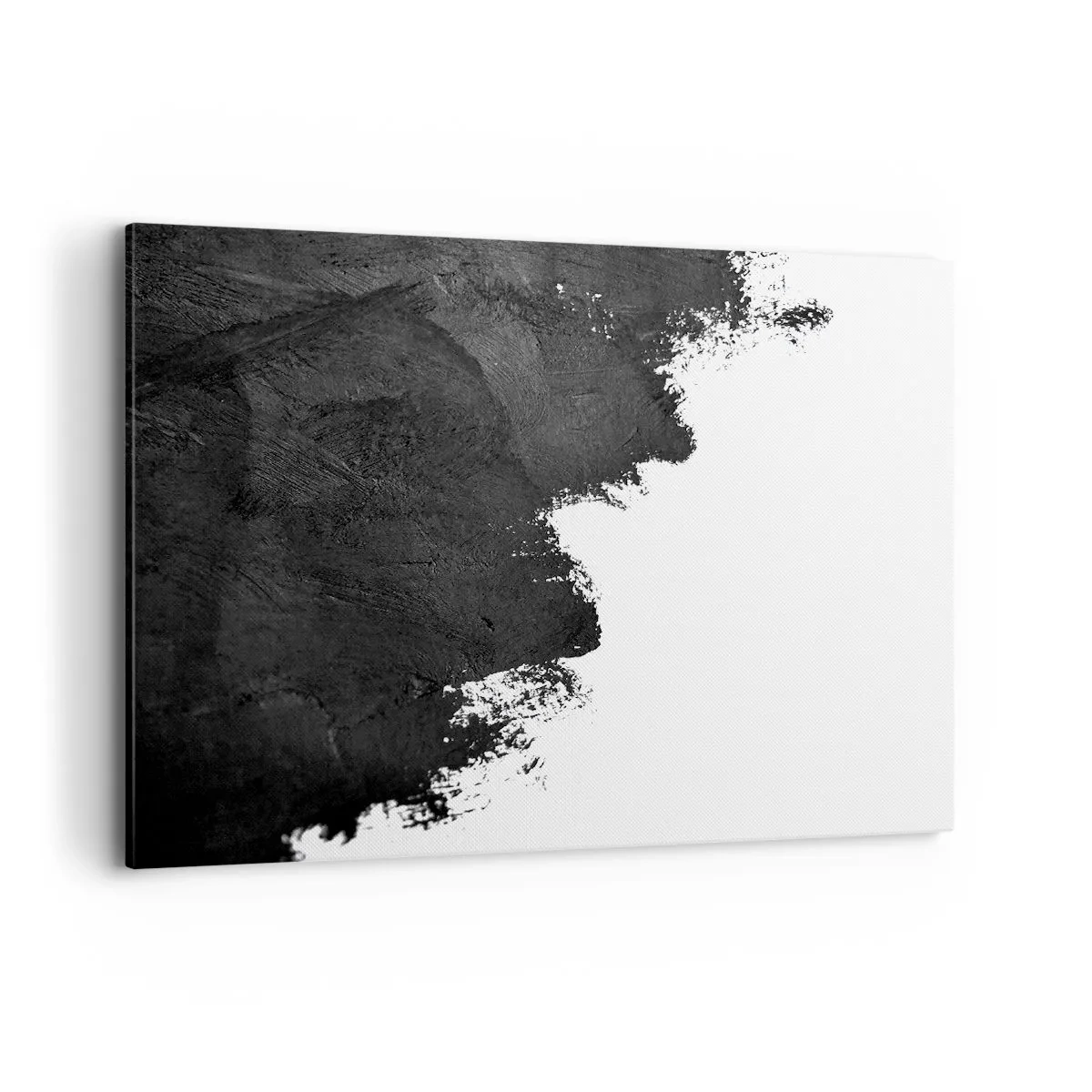 Quadro su tela - Stampe su Tela - Astrazione in bianco e nero con pennellate contrastanti - 100x70cm - Gli elementi: la terra - Decorazione murale moderna per soggiorno e camera da letto ARTTOR