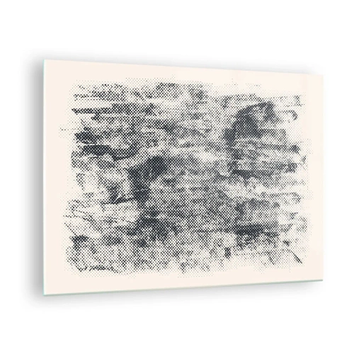 Quadro su vetro - Astrazione in bianco e nero con effetto sfocato - 70x50cm - Composizione nebbiosa - Decorazione murale moderna per soggiorno e camera da letto ARTTOR