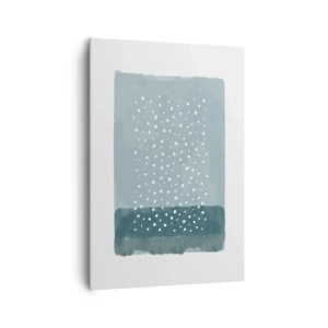 Quadro su tela - Stampe su Tela - Un dipinto minimalista nei toni del blu con puntini - 70x100cm - Spuntate nel blu - Decorazione murale moderna per soggiorno e camera da letto ARTTOR