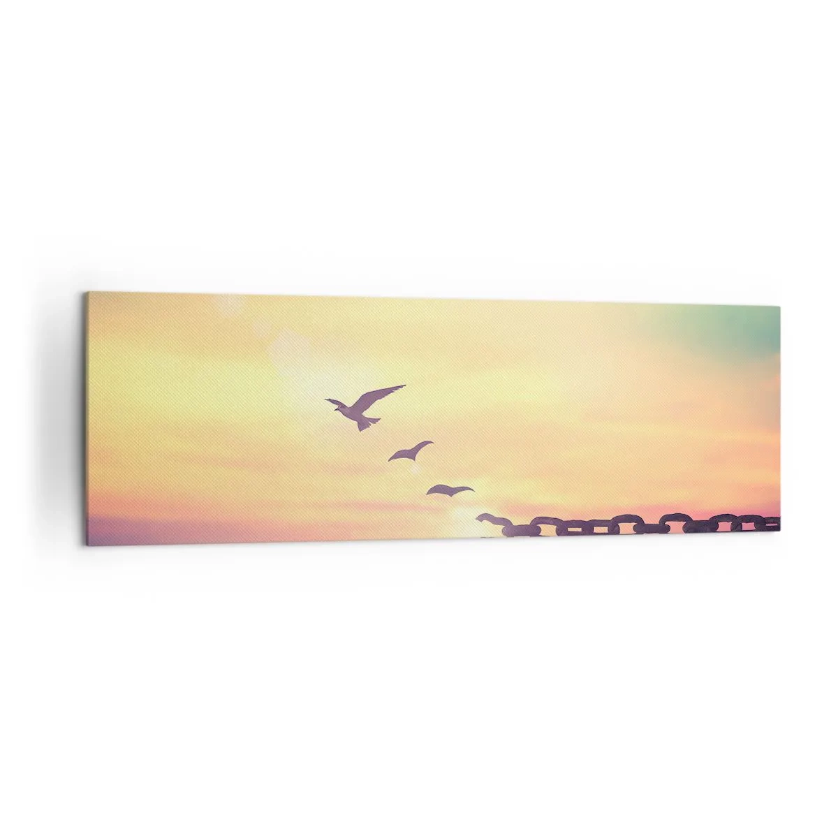 Quadro su tela - Stampe su Tela - Simbolo di libertà con uccelli e una catena spezzata - 160x50cm - La vittoria della libertà - Decorazione murale moderna per soggiorno e camera da letto ARTTOR