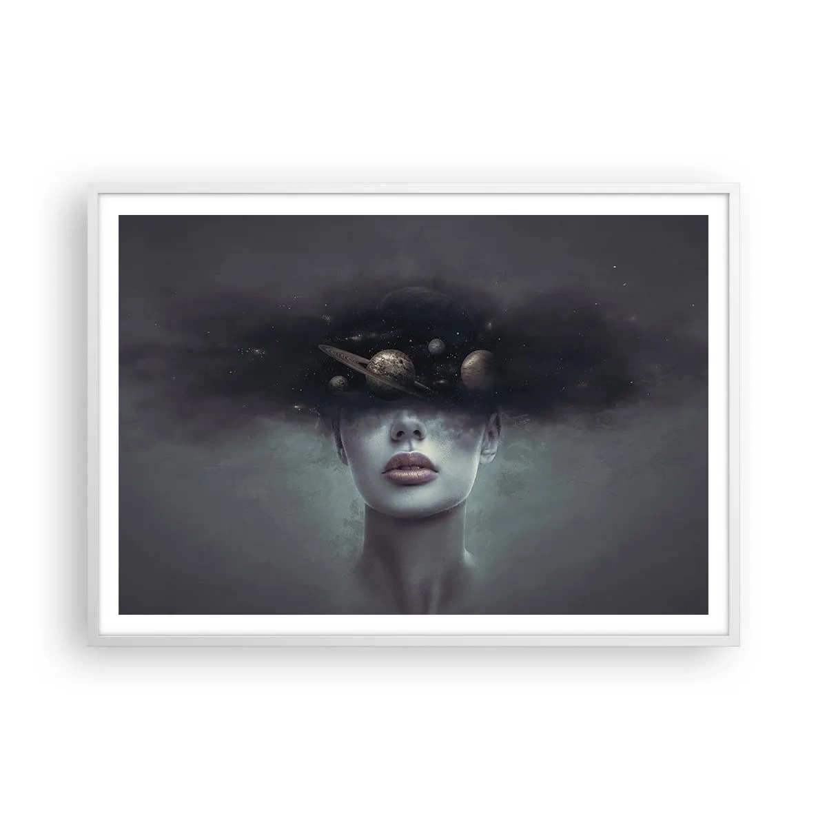 Poster in cornice bianca - E i pianeti folleggiano... - 100x70 cm