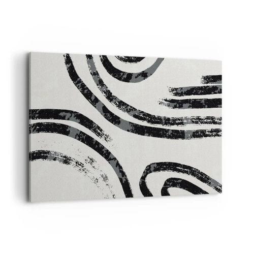 Quadro su tela - Stampe su Tela - Linee astratte in bianco e nero su uno sfondo chiaro - 100x70cm - Interrotto a metà - Decorazione murale moderna per soggiorno e camera da letto ARTTOR