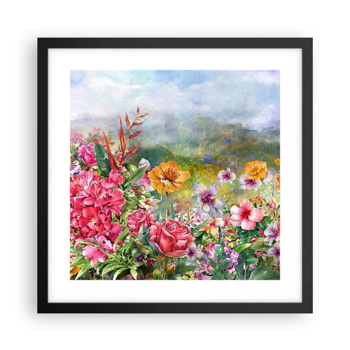 Poster in cornice nera - Il giardino impazzito - 40x40 cm