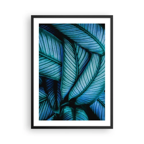Poster in cornice nera - Le affascinanti foglie blu-verdi del banano - 50x70cm - Le linee della vita - Decorazione murale moderna per soggiorno e camera da letto ARTTOR