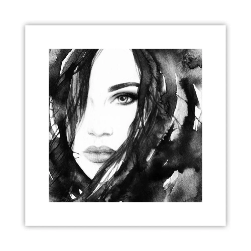 Poster - Ritratto di donna in bianco e nero - 30x30 cm
