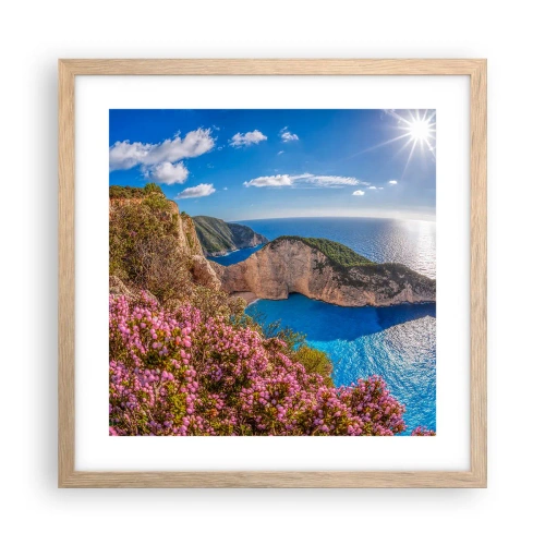 Poster in cornice rovere chiaro - Le mie grosse vacanze greche - 40x40 cm