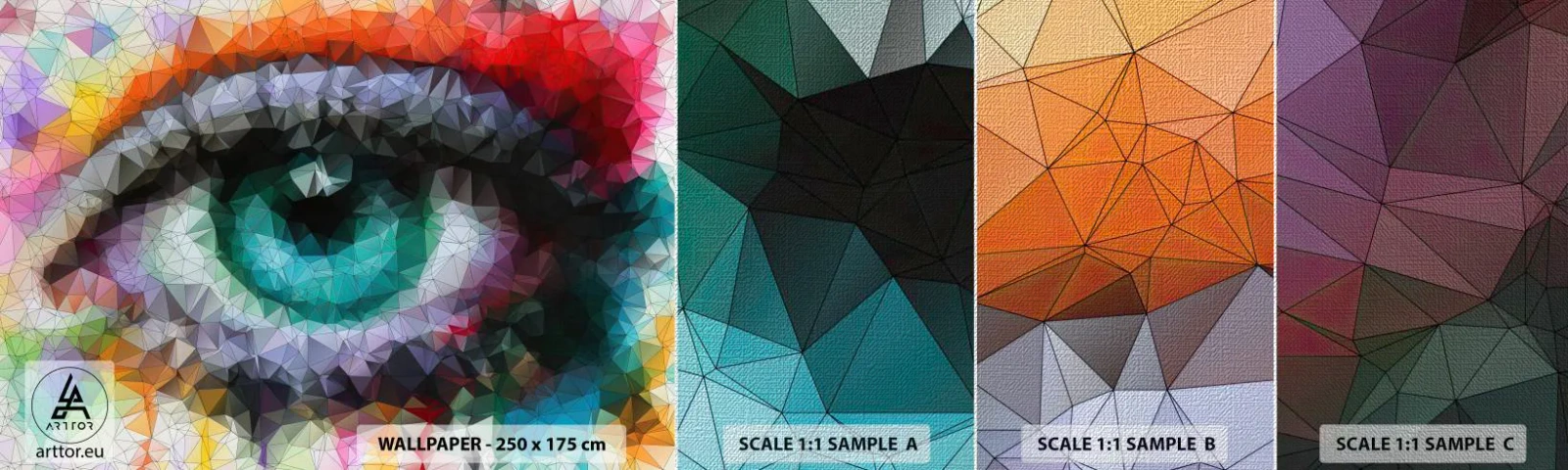 Campione di Fotomurale Premium Canvas - Luce dell'occhio di cristallo - Astrazione, Occhio, Grafica - 100x30 cm