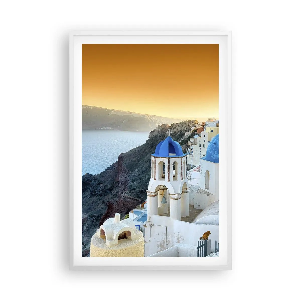 Poster in cornice bianca - Santorini: aggrappate alle rocce - 61x91 cm