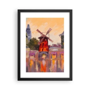 Poster in cornice nera - Le icone di Parigi: il Moulin Rouge - 30x40 cm