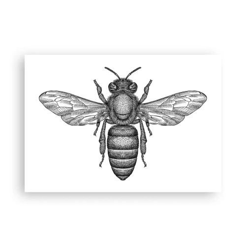 Poster - Un motivo a forma di ape in stile cartone animato su sfondo bianco, in stile minimalista. - 100x70cm - Ritratto d'insetto - Decorazione murale moderna per soggiorno e camera da letto ARTTOR