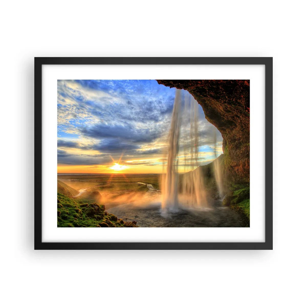 Poster in cornice nera - Il mondo dietro una tenda di gocce - 50x40 cm