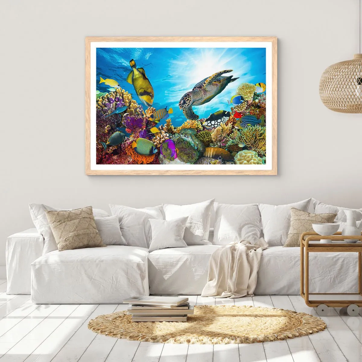 Poster in cornice rovere chiaro - Passeggiata corallina - 70x50 cm